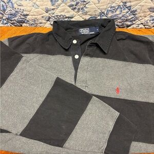 Rugby Shirt Polo by Ralph Lauren Black and Gray Color-Blocked Polo Shirt